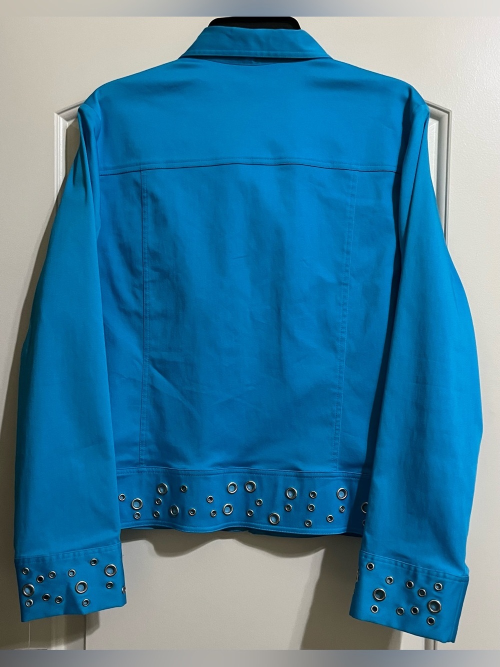 NWT Peter Nygard Women’s Blue Zip Up Silver Grommets Accent Details Jacket 16 - Picture 4 of 7